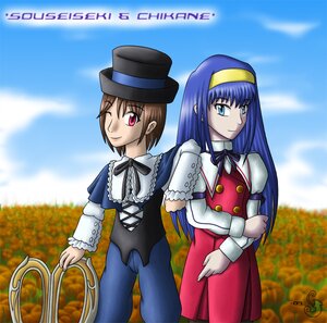 Rating: Safe Score: 0 Tags: 2girls auto_tagged bicycle blue_eyes blue_hair brown_hair day dress ground_vehicle hairband hat image long_hair long_sleeves multiple_girls one_eye_closed pantyhose short_hair smile solo souseiseki top_hat User: admin