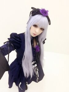 Rating: Safe Score: 0 Tags: 1girl bangs brown_eyes closed_mouth dress flower hair_flower hair_ornament lips long_hair looking_at_viewer purple_flower purple_rose rose solo striped suigintou upper_body vertical_stripes User: admin