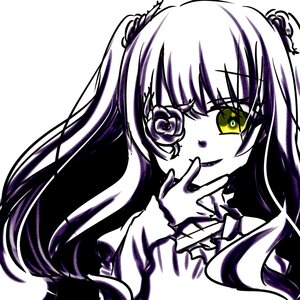 Rating: Safe Score: 0 Tags: 1girl bangs dress eyebrows_visible_through_hair flower hair_flower hair_ornament image kirakishou long_hair long_sleeves looking_at_viewer monochrome rose simple_background smile solo spot_color two_side_up upper_body white_background User: admin
