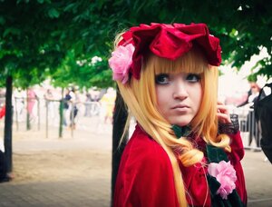 Rating: Safe Score: 0 Tags: blonde_hair blue_eyes blurry bow bug butterfly depth_of_field dress flower insect lips multiple_boys multiple_girls photo realistic shinku solo solo_focus User: admin