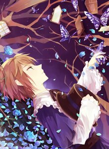 Rating: Safe Score: 0 Tags: 1boy blue_butterfly blue_flower blue_rose bug butterfly butterfly_wings flower green_eyes hat hat_removed headwear_removed holding_clothes holding_hat image insect lying petals profile rose short_hair solo souseiseki yellow_rose User: admin