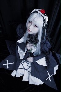 Rating: Safe Score: 0 Tags: 1girl dress flower gothic_lolita long_hair pale_skin red_eyes rose solo white_hair User: admin