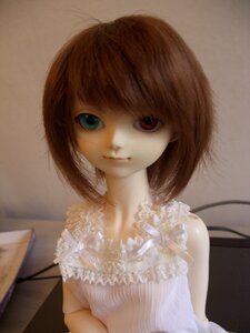 Rating: Safe Score: 0 Tags: 1girl bangs bare_shoulders brown_hair closed_mouth doll heterochromia lace lips looking_at_viewer photo short_hair solo souseiseki swept_bangs upper_body User: admin