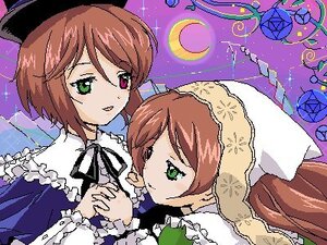 Rating: Safe Score: 0 Tags: 2girls blue_flower blue_rose blush brown_hair crescent_moon flower green_eyes hat heterochromia holding_hands image interlocked_fingers long_hair long_sleeves moon multiple_girls night pair red_eyes rose short_hair siblings sisters sky souseiseki suiseiseki twins User: admin