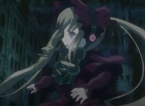 Rating: Safe Score: 0 Tags: 1girl blonde_hair blue_eyes bonnet bow dress flower image long_hair long_sleeves red_dress rose shinku solo User: admin