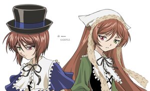 Rating: Safe Score: 0 Tags: brown_hair dress green_dress green_eyes hat head_scarf heterochromia image long_hair looking_at_viewer multiple_girls multiple_views pair red_eyes ribbon siblings sisters souseiseki suiseiseki top_hat twins white_background User: admin