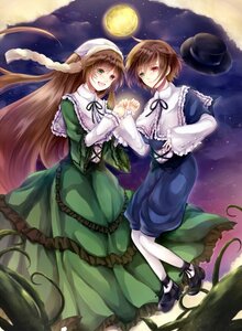Rating: Safe Score: 0 Tags: 2girls blue_dress brown_hair dress full_moon green_dress green_eyes hat hat_removed headwear_removed heterochromia holding_hands image interlocked_fingers long_hair long_sleeves moon multiple_girls night open_mouth pair pantyhose red_eyes short_hair siblings sisters sky smile souseiseki suiseiseki top_hat twins very_long_hair User: admin