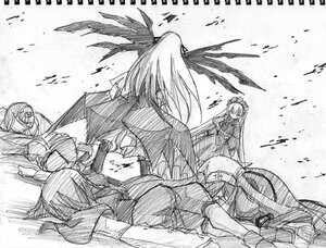 Rating: Safe Score: 0 Tags: 4girls bird dress greyscale head_wings image long_hair long_sleeves monochrome multiple multiple_girls tagme twintails wings User: admin