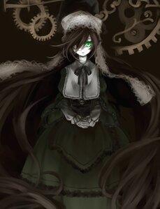 Rating: Safe Score: 0 Tags: 1girl bad_id bad_pixiv_id brown_hair capelet dress expressionless fur_trim gears ginko_(sekainoowari) glowing glowing_eyes green_eyes hair_over_one_eye hairband hat heterochromia image long_hair long_sleeves looking_at_viewer rozen_maiden solo suiseiseki very_long_hair User: admin