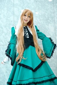 Rating: Safe Score: 0 Tags: 1girl blonde_hair blue_eyes dress long_hair makeup open_mouth smile solo suiseiseki very_long_hair User: admin