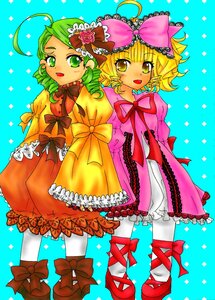 Rating: Safe Score: 0 Tags: 2girls ahoge aqua_background blonde_hair bow dress drill_hair frills green_eyes green_hair hina_ichigo hinaichigo image kanaria multiple_girls pair pantyhose pink_bow ribbon short_hair siblings sisters twin_drills white_legwear yellow_eyes User: admin
