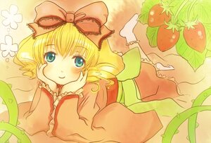 Rating: Safe Score: 0 Tags: 1girl apple aqua_eyes auto_tagged barefoot blonde_hair blue_eyes bow chin_rest flower food frills fruit grapes hair_bow hands_on_own_face hina_ichigo hinaichigo image leaf lily_of_the_valley looking_at_viewer lying object_namesake on_stomach plant ribbon smile solo strawberry tomato vines watermelon User: admin