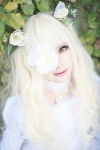 Rating: Safe Score: 0 Tags: 1girl bangs blurry blurry_background blurry_foreground depth_of_field flower hair_flower hair_ornament kirakishou lips long_hair looking_at_viewer one_eye_covered photo red_lips solo white_flower white_hair white_rose User: admin