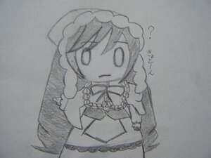 Rating: Safe Score: 0 Tags: 1girl ? chibi dress frills greyscale hat image long_hair long_sleeves monochrome photo solo suiseiseki traditional_media very_long_hair User: admin