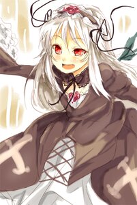Rating: Safe Score: 0 Tags: 1girl :d bad_id bad_pixiv_id bangs black_dress black_ribbon blush dress fang flower frills hairband image juliet_sleeves lolita_fashion lolita_hairband long_hair long_sleeves looking_at_viewer open_mouth puffy_sleeves red_eyes ribbon rose rozen_maiden silver_hair sketch smile solo suigintou umitsuki white_hair wings User: admin