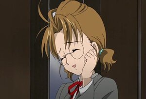 Rating: Safe Score: 0 Tags: 1girl bangs brown_hair closed_eyes glasses human indoors jacket long_sleeves sakurada_nori screenshot solo User: admin