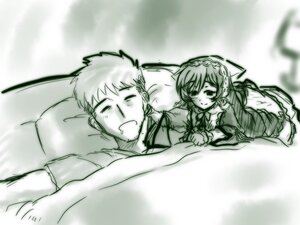 Rating: Safe Score: 0 Tags: 1boy 1girl blush braid closed_eyes image long_sleeves lying maid monochrome sleeping solo suiseiseki User: admin