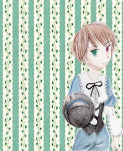Rating: Safe Score: 0 Tags: 1girl black_ribbon brown_hair dress frills green_eyes hat hat_removed headwear_removed heterochromia holding holding_clothes holding_hat image long_sleeves looking_at_viewer red_eyes ribbon short_hair smile solo souseiseki suiseiseki User: admin