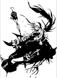 Rating: Safe Score: 0 Tags: 1girl dress flandre_scarlet greyscale image long_hair monochrome solo suigintou white_background wings User: admin
