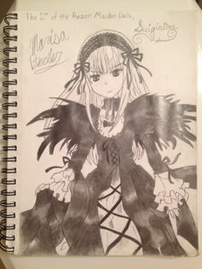 Rating: Safe Score: 0 Tags: 1girl closed_mouth cross-laced_clothes detached_collar dress flower frilled_sleeves frills hairband image long_hair long_sleeves looking_at_viewer monochrome ribbon rose simple_background solo standing suigintou traditional_media very_long_hair wings User: admin