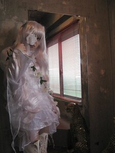 Rating: Safe Score: 0 Tags: 1girl boots butterfly dress eyepatch high_heels indoors insect kirakishou long_hair see-through sitting solo white_dress window User: admin