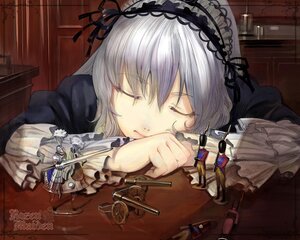 Rating: Safe Score: 0 Tags: 1girl closed_eyes frills hairband image lolita_fashion long_sleeves ribbon silver_hair solo suigintou User: admin