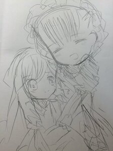 Rating: Safe Score: 0 Tags: :d ^_^ blush bow closed_eyes dress greyscale image kiku long_sleeves monochrome open_mouth sketch smile solo suiseiseki traditional_media User: admin