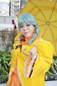 Rating: Safe Score: 0 Tags: 1girl dress drill_hair flower holding_umbrella kanaria lips parasol rain raincoat realistic red_umbrella solo transparent transparent_umbrella umbrella yellow_dress User: admin