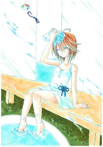 Rating: Safe Score: 0 Tags: 1girl barefoot brown_hair dress image short_hair sitting soaking_feet solo souseiseki traditional_media water watercolor_(medium) User: admin