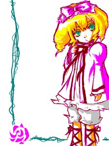 Rating: Safe Score: 0 Tags: 1girl blonde_hair bloomers bow dress green_eyes hina_ichigo hinaichigo image long_sleeves looking_at_viewer pink_bow ribbon short_hair solo underwear white_bloomers User: admin