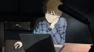 Rating: Safe Score: 0 Tags: 1boy brown_hair closed_mouth human long_sleeves monitor sakurada_jun screenshot shirt sitting solo User: admin