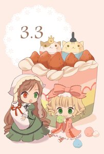 Rating: Safe Score: 0 Tags: 2girls :d blonde_hair bow brown_hair chibi dress eating food green_dress green_eyes head_scarf heterochromia hina_ichigo hinaichigo image long_hair long_sleeves looking_at_viewer multiple_girls open_mouth pair pink_bow red_eyes smile strawberry suiseiseki very_long_hair User: admin