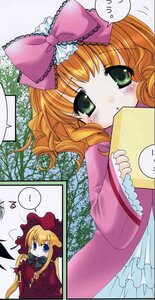 Rating: Safe Score: 0 Tags: ! 1girl blonde_hair blush bow cup dress green_eyes hair_bow hina_ichigo hinaichigo image long_hair long_sleeves looking_at_viewer multiple_girls pair pink_bow shinku speech_bubble spoken_exclamation_mark User: admin