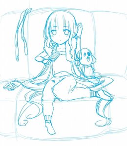 Rating: Safe Score: 0 Tags: 1girl barefoot blue_theme blush image long_hair monochrome pajamas shinku sitting sketch solo stuffed_animal very_long_hair User: admin