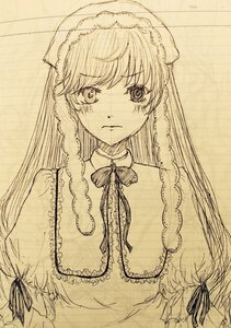 Rating: Safe Score: 0 Tags: 1girl auto_tagged blush frills hat image long_hair looking_at_viewer monochrome solo suiseiseki tears traditional_media upper_body User: admin