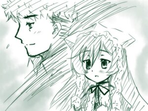 Rating: Safe Score: 0 Tags: 1boy 1girl animal_ears blush braid cat_ears image monochrome solo suiseiseki User: admin