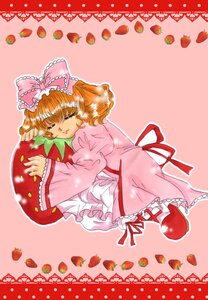 Rating: Safe Score: 0 Tags: 1girl apple blonde_hair blueberry bow brown_hair cherry closed_eyes dress food food_print fruit full_body grapes hair_bow hina_ichigo hinaichigo holding_fruit image long_sleeves mandarin_orange object_namesake pink_background pink_bow pink_dress short_hair solo strawberry strawberry_hair_ornament strawberry_print tomato underwear watermelon white_legwear User: admin