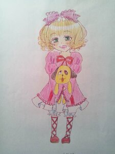 Rating: Safe Score: 0 Tags: 1girl blonde_hair bloomers bow dress full_body green_eyes hair_bow hina_ichigo hinaichigo image long_sleeves looking_at_viewer pink_bow pink_dress pink_footwear short_hair smile solo standing stuffed_animal white_legwear User: admin