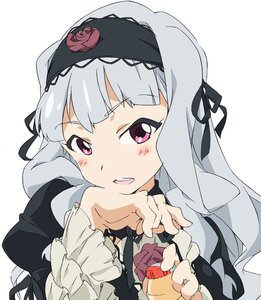 Rating: Safe Score: 0 Tags: 1girl blush commentary_request dress face flower gothic_lolita hair_ribbon hairband hand_on_own_chin idolmaster idolmaster_(classic) image lolita_fashion long_hair look-alike looking_at_viewer open_mouth pink_rose red_eyes red_flower red_rose ribbon rose rozen_maiden shijou_takane silver_hair simple_background smile solo striped suigintou umanosuke yakult User: admin