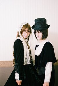 Rating: Safe Score: 0 Tags: 2girls 91076 blonde_hair brown_hair dress hat long_sleeves looking_at_viewer multiple_cosplay multiple_girls tagme User: admin