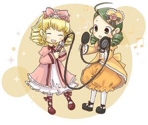 Rating: Safe Score: 0 Tags: 2girls blonde_hair bow closed_eyes dress drill_hair eighth_note green_hair hat hina_ichigo hinaichigo image instrument kanaria long_sleeves multiple_girls music musical_note pair pantyhose pink_bow pink_dress shinku smile sparkle twin_drills User: admin