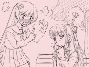 Rating: Safe Score: 0 Tags: 2girls ? anger_vein angry blush flying_sweatdrops image long_hair long_sleeves monochrome multiple_girls open_mouth pair ponytail school_uniform serafuku shinku skirt spoken_question_mark standing suiseiseki very_long_hair User: admin