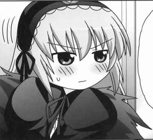 Rating: Safe Score: 0 Tags: 1girl blush closed_mouth dress frown gothic_lolita greyscale image lolita_fashion long_sleeves looking_at_viewer monochrome ribbon solo suigintou upper_body wings User: admin