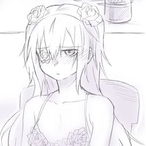 Rating: Safe Score: 0 Tags: 1girl bare_shoulders blush collarbone dress eyepatch flower image kirakishou long_hair looking_at_viewer monochrome rose scar solo upper_body User: admin
