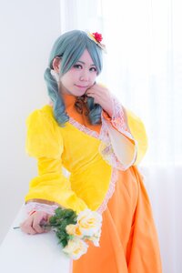Rating: Safe Score: 0 Tags: 1girl dress flower hair_flower hair_ornament kanaria lips long_sleeves rose solo striped twintails vertical_stripes yellow_dress User: admin
