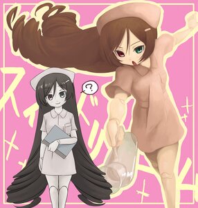 Rating: Safe Score: 0 Tags: !? 2girls ? black_hair blue_eyes brown_hair dress drill_hair green_eyes hair_ornament hairclip hat heterochromia image long_hair multiple_girls nurse nurse_cap red_eyes solo spoken_question_mark suiseiseki twin_drills very_long_hair User: admin