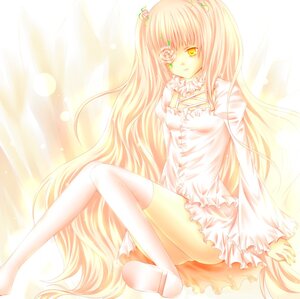 Rating: Safe Score: 0 Tags: 1girl auto_tagged blonde_hair dress eyepatch flower frills image kirakishou long_hair rose sitting solo striped thighhighs vertical-striped_legwear very_long_hair yellow_eyes User: admin