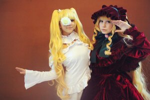 Rating: Safe Score: 0 Tags: 2girls blonde_hair blue_eyes dress hat lips long_hair long_sleeves mask multiple_cosplay multiple_girls rose shinku sisters tagme twintails very_long_hair User: admin
