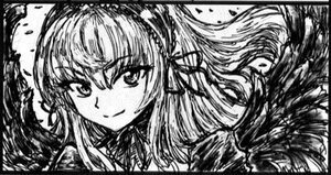 Rating: Safe Score: 0 Tags: 1girl auto_tagged face greyscale hair_ribbon image long_hair looking_at_viewer monochrome ribbon smile solo suigintou traditional_media yakumo_yukari User: admin