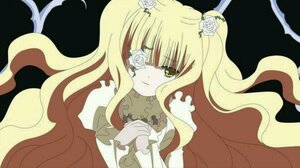 Rating: Safe Score: 0 Tags: 1girl blonde_hair dress eyepatch flower frills hair_flower hair_ornament hands_clasped image kirakishou long_hair long_sleeves own_hands_together pale_skin rose solo very_long_hair wavy_hair white_flower white_rose User: admin